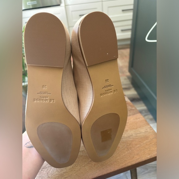 Le Monde Beryl Mary Jane Linen Flats Beige size 38 - Picture 6 of 9